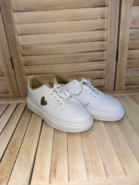Sneakers Vita med guldigt hjärta och foder