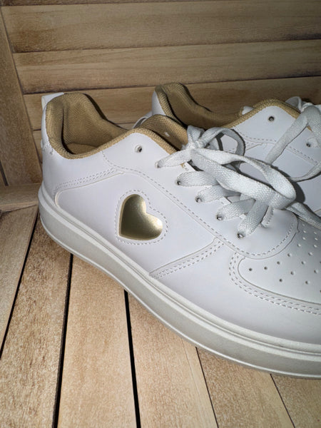 Sneakers Vita med guldigt hjärta och foder