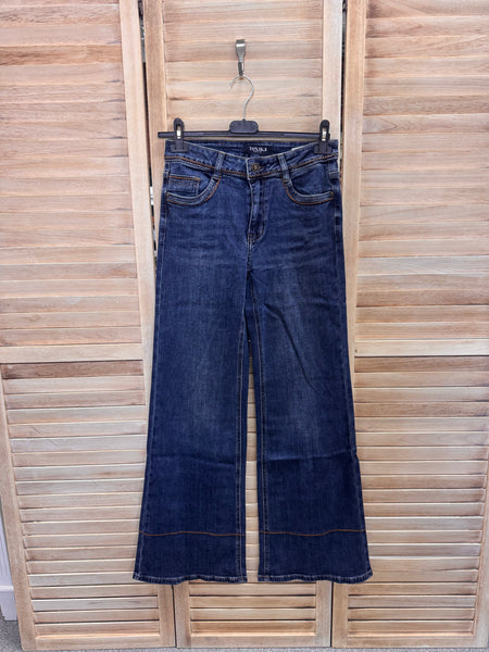 Jeans Toxic Vid modell med coola sömmar Mörk Denim (2915)