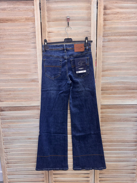 Jeans Toxic Vid modell med coola sömmar Mörk Denim (2915)